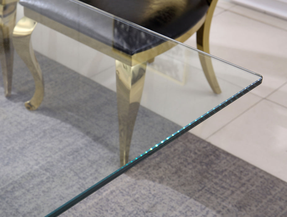 Modern Tempered Glass Top Dining Table - Gold Mirrored Finish