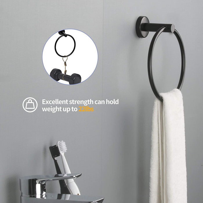 Juego de accesorios de baño negro montado en la pared, juego de 5 piezas de  barra de toalla de acero inoxidable negro juego de accesorios de baño