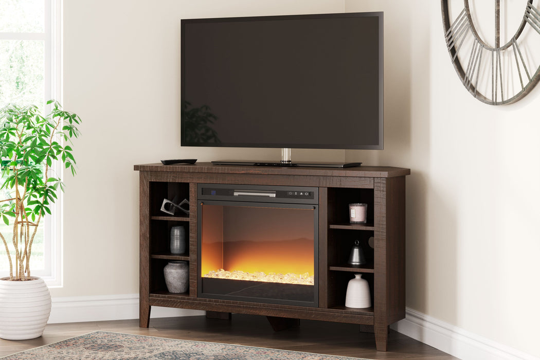 Camiburg - Warm Brown - Mueble TV esquinero con inserto para chimenea —  Brother's Outlet