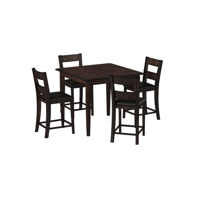 Juego de 5 muebles de mesa de cocina de altura de mostrador con 4 sillas,  mesa de comedor y taburetes de bar (negro alto)
