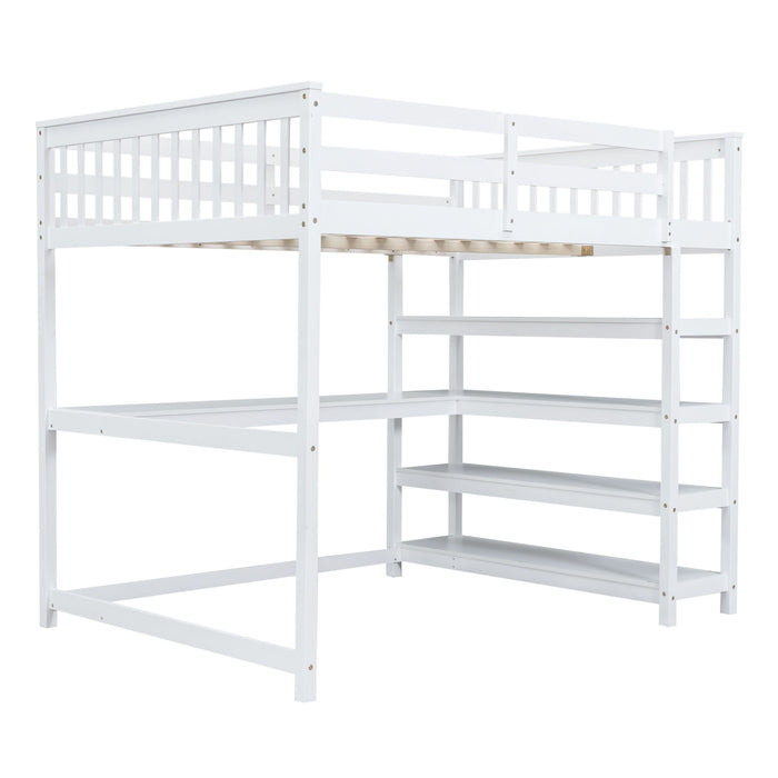 Estructura de cama con estanterías alya blanco 197x156x85 cm en