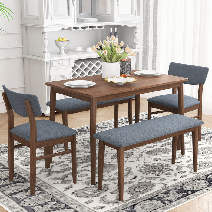 Juego de mesa de comedor de 6 piezas, mesa de comedor de estilo moderno  para 6 personas con 4 sillas tapizadas y un banco, juego de mesa de cocina  de